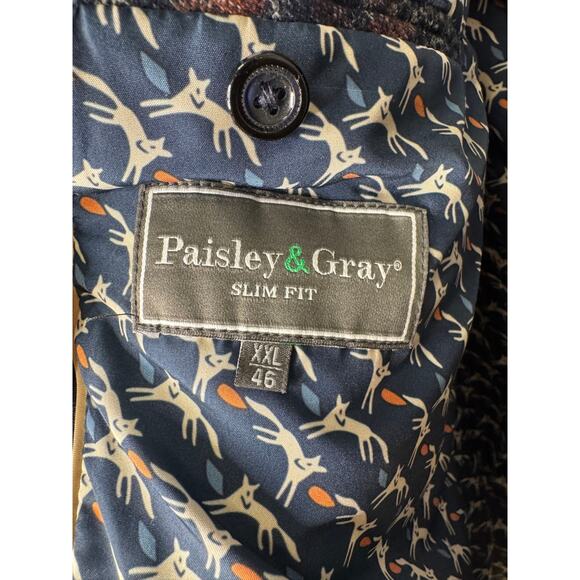 Paisley & Gray Mens Blue Cordoury Blazer Button Pockets Jacket Size 46 XXL - Picture 5 of 9